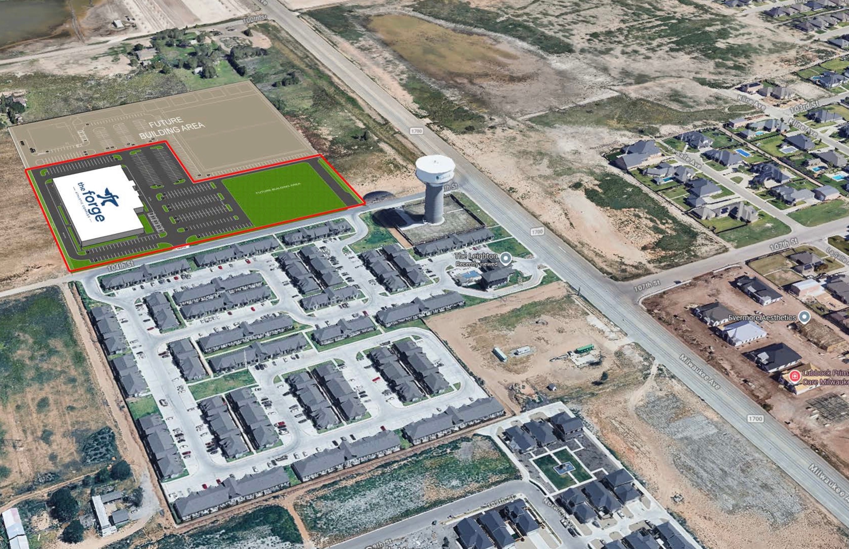 Aerial view of The Forge Athletic Complex construction site